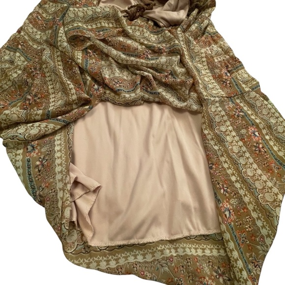 Bohemian Brown Maxi Dress-Crocheted Halter-Size Large-Front Drawstring - Picture 11 of 11